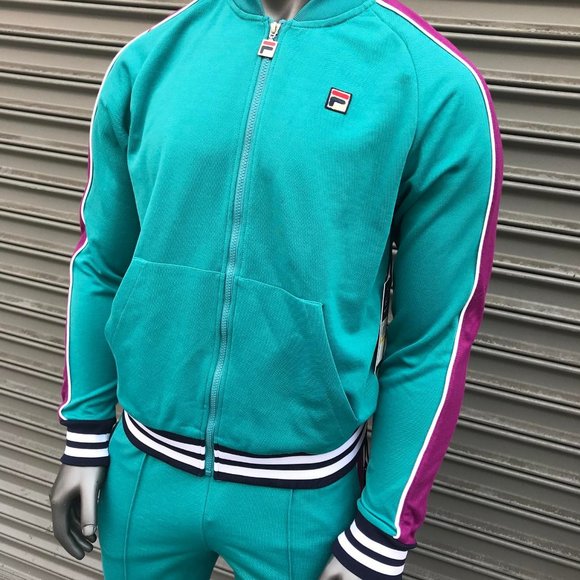 Men's Fila Turquoise | Pink Track Jacket - Picture 3 of 3
